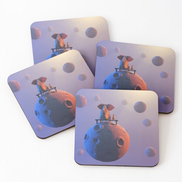 Item preview, elephant and dog sit on small planet  designed and sold by Mike Kiev art.