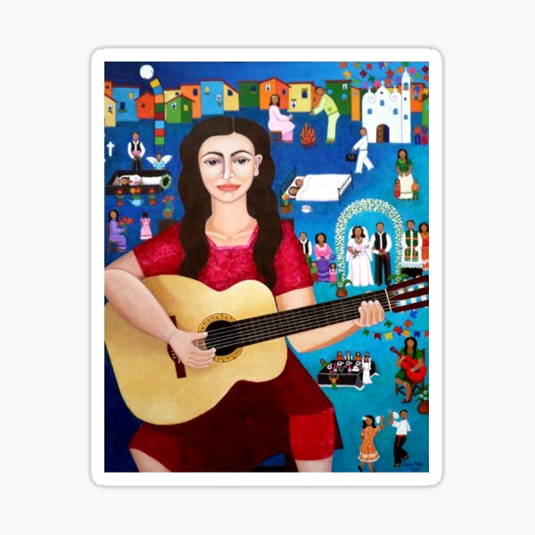 Violeta Parra singing her song black wedding II Sticker