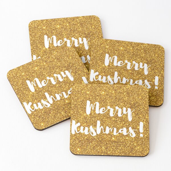 Item preview, Gold Glitter Merry Kushmas Brush Script designed and sold by smokelikeagirl.