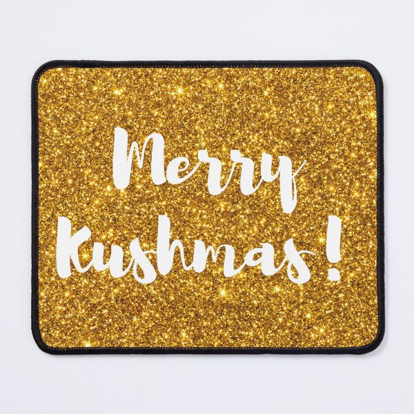 Item preview, Gold Glitter Merry Kushmas Brush Script designed and sold by smokelikeagirl.
