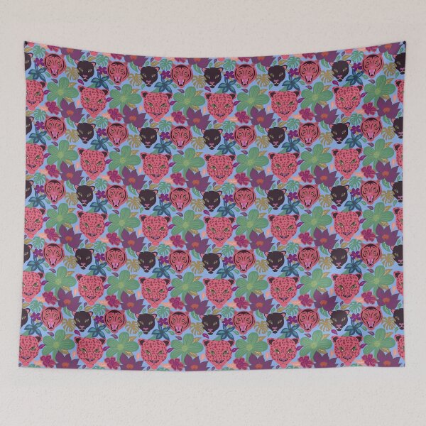Item preview, Tropical Jungle Floral Pattern with a Tiger Black Panther & Leopard designed and sold by Epitome Girl.