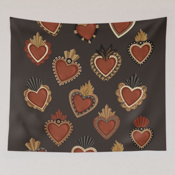Item preview, Vintage Mexican Sacred Hearts Pattern by Akbaly designed and sold by Akbaly.