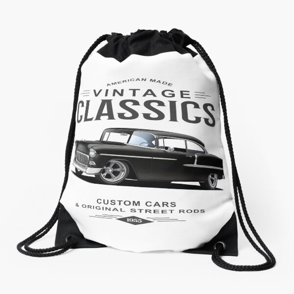 Vintage Black 1955 Hardtop Drawstring Bag