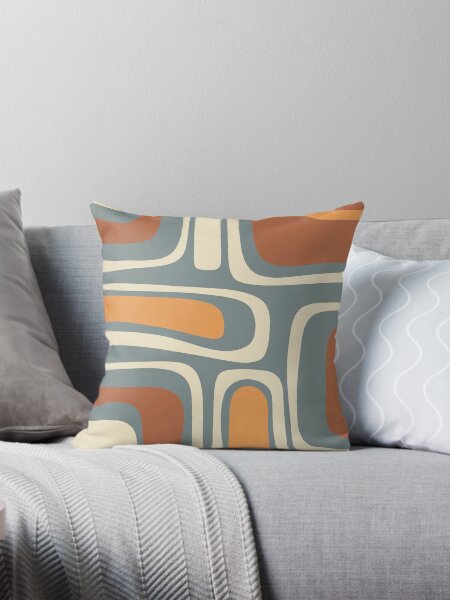 Item preview, Palm Springs Retro Mid-Century Modern Abstract Pattern Slate Blue Orange Rust Cream designed and sold by kierkegaard.