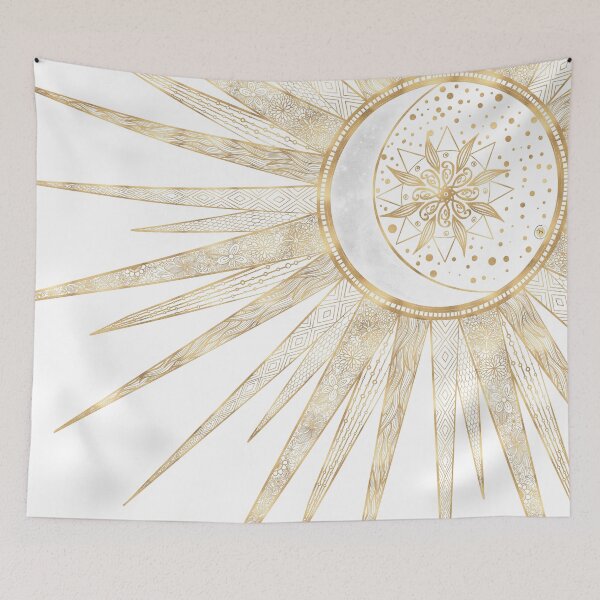 Item preview, Elegant Gold Doodles Sun Moon Mandala Design designed and sold by NdesignTrend.