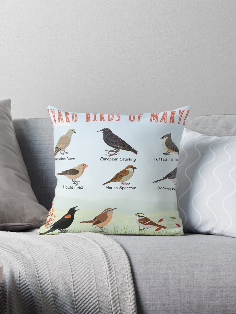 Thumbnail 1 of 4, Pillow, Backyard birds of Maryland designed and sold by AndyMcBird.