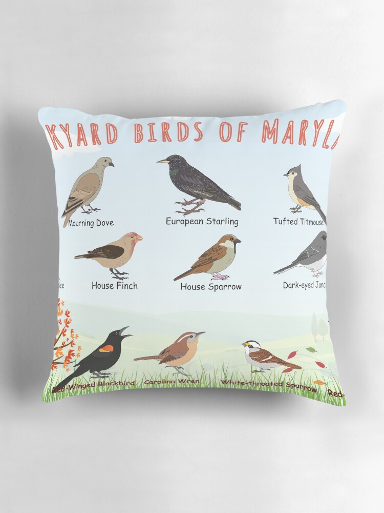 Thumbnail 3 of 4, Pillow, Backyard birds of Maryland designed and sold by AndyMcBird.