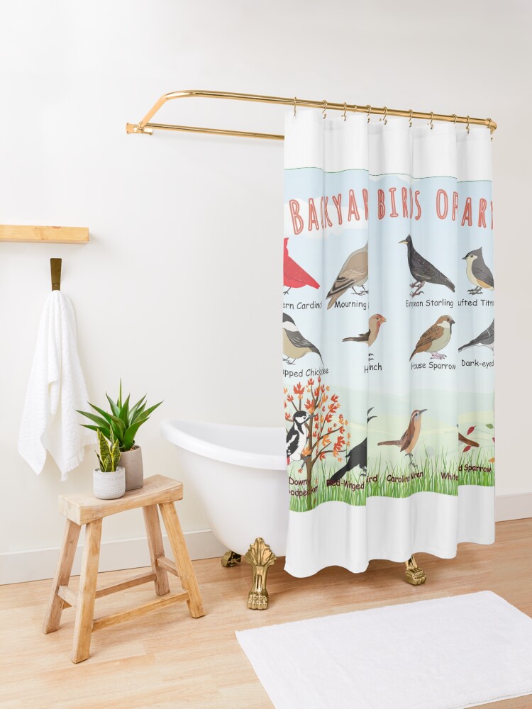 Thumbnail 3 of 5, Shower Curtain, Backyard birds of Maryland designed and sold by AndyMcBird.