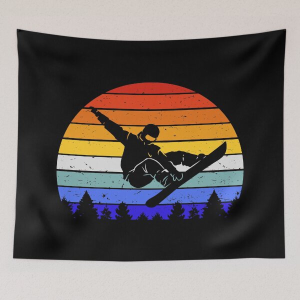 Item preview, Vintage Retro Snowboarder Sunset Snowboard I designed and sold by Lemon Pepper.