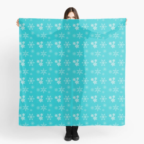 Snowflakes on Turquoise Background Winter Pattern Scarf
