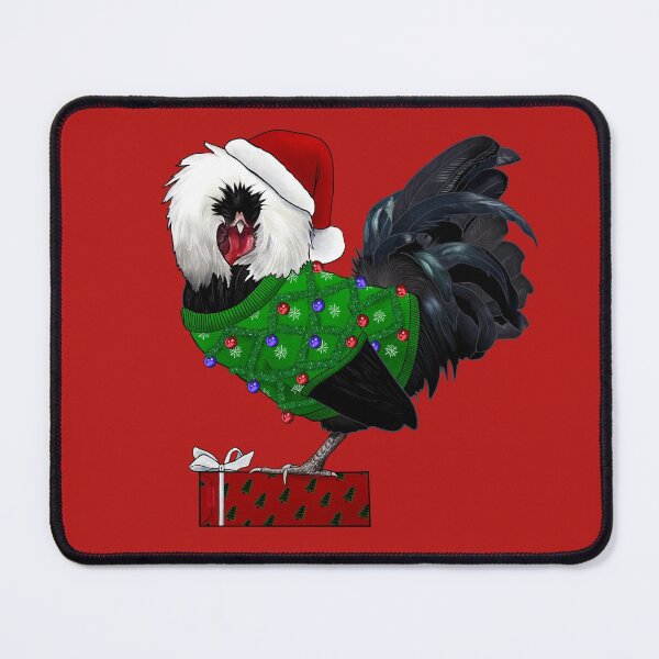 Item preview, Black Polish Rooster In An Ugly Christmas Sweater And Santa Hat With Gift designed and sold by iamgirl1.
