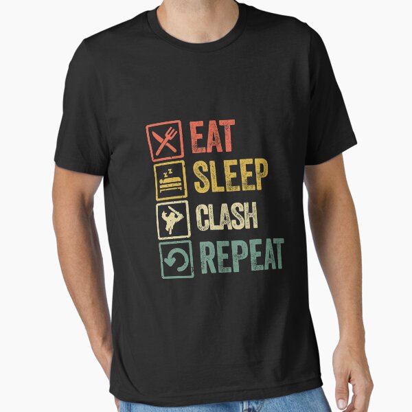 Item preview, Funny eat sleep clash repeat retro vintage designed and sold by HN-ART.