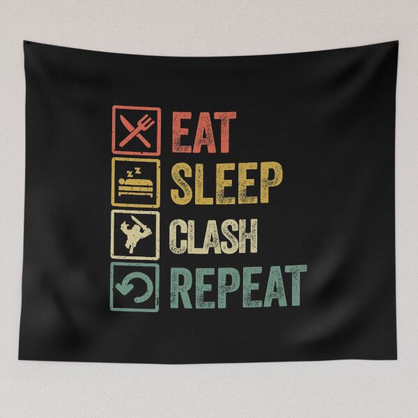 Item preview, Funny eat sleep clash repeat retro vintage designed and sold by HN-ART.