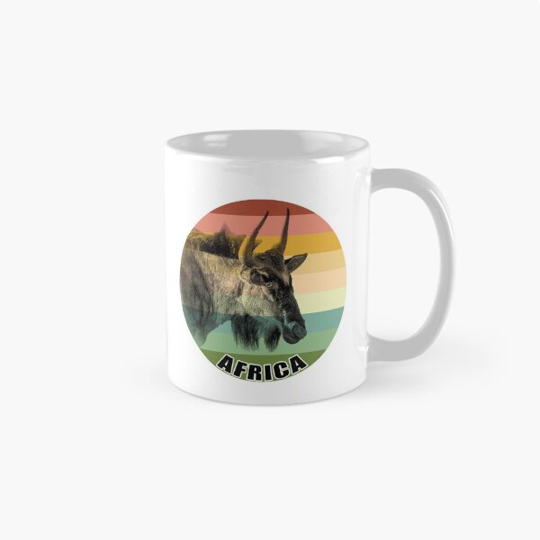 Item preview, Blue Wildebeest Close-up on Vintage Retro Africa Sunset designed and sold by Scotch Macaskill.