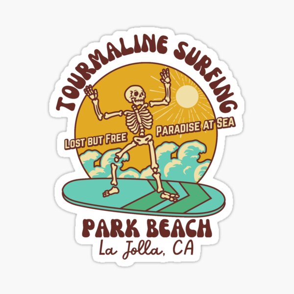 Item preview, Retro Sixties Tourmaline Surfing Park Beach, La Jolla, Californie, Brown Text- Skeleton Beach / Skeleton Surf designed and sold by TimelessLocales.