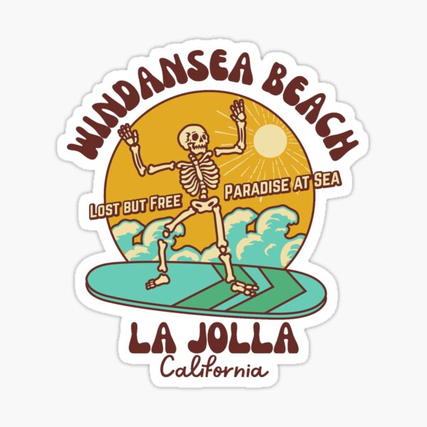 Item preview, Retro Sixties Windansea Beach, La Jolla, Californie, texte marron - Skeleton Beach / Skeleton Surf designed and sold by TimelessLocales.