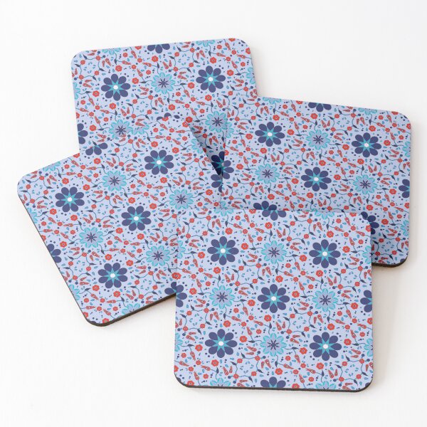 Item preview, Floral Red Blue Authentic Pattern Design (Turkish İznik Çini Tiles) designed and sold by DESIGNNATS.