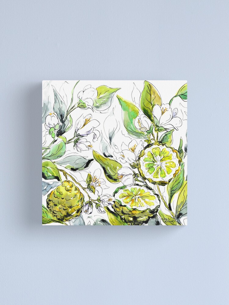 Thumbnail 2 of 3, Canvas Print, Bergamot Fruit and Flowers designed and sold by SarahGoughArt.