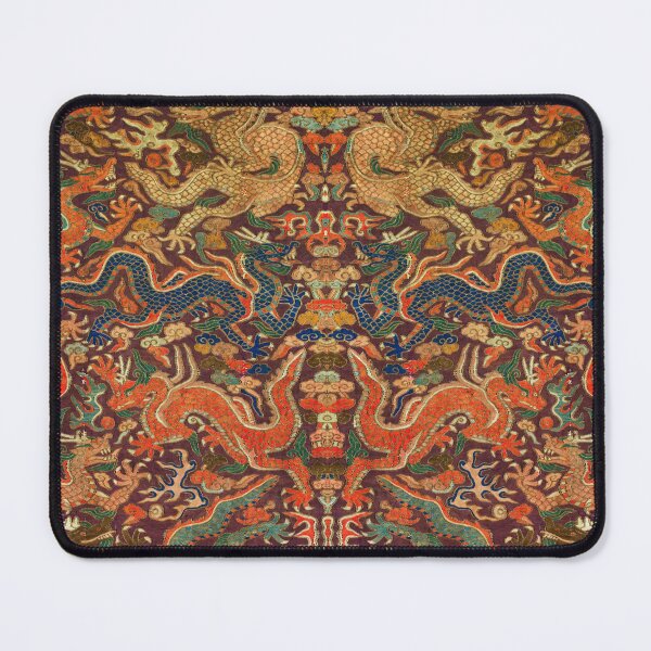 Item preview, CROWDED DRAGONS CHASING FLAMING PEARLS Antique Tapestry designed and sold by BulganLumini.
