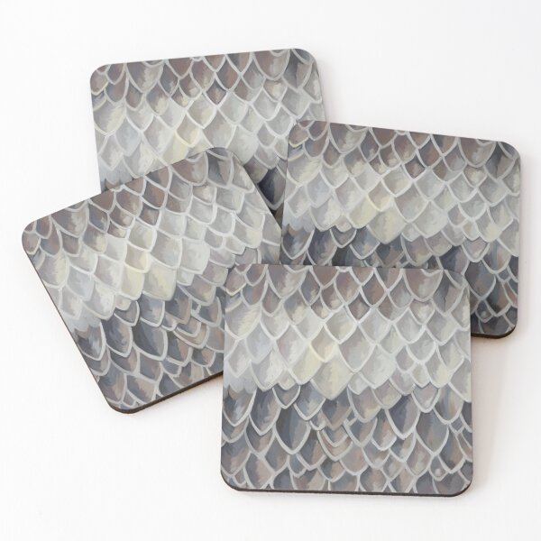 Item preview, Abstract scales, white, beige, ochre, grey, teracotta, pattern designed and sold by Svitac.