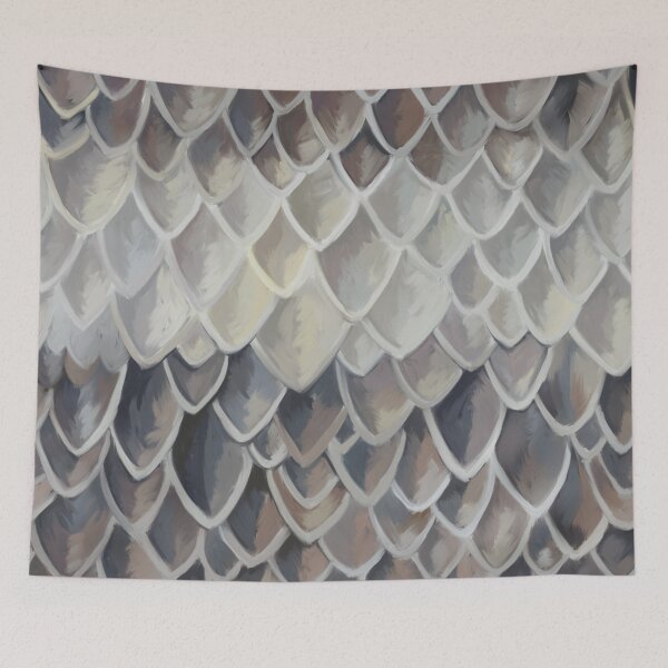 Item preview, Abstract scales, white, beige, ochre, grey, teracotta, pattern designed and sold by Svitac.