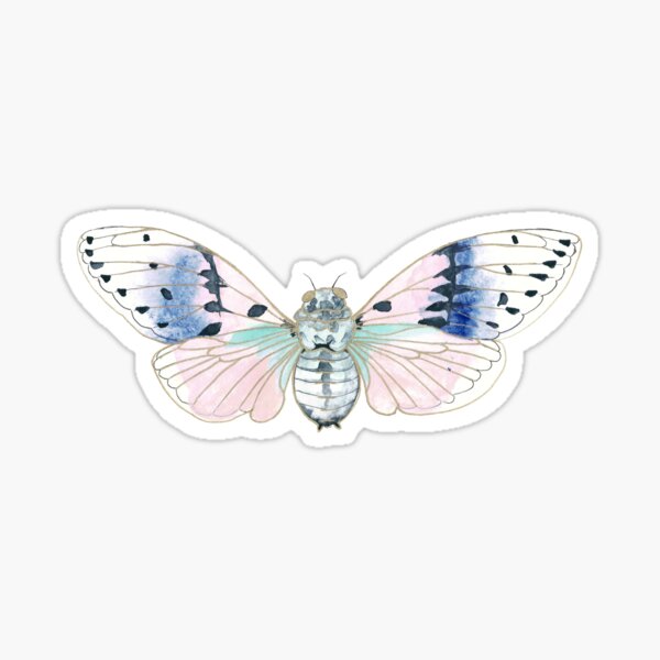 Item preview, Pink Ghost Cicada Watercolor Illustration designed and sold by Danica Templeton.