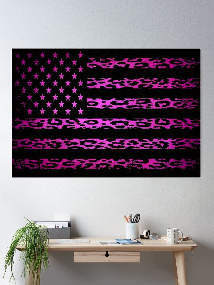 Leopard Print American Flag Pink