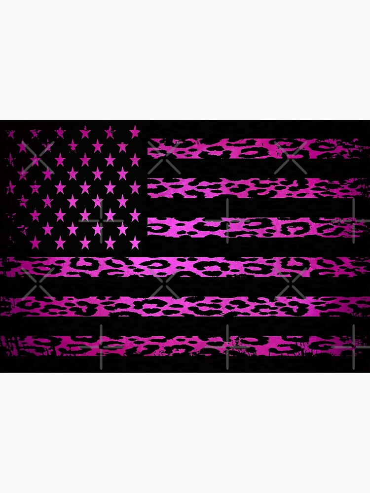 Leopard Print American Flag Pink
