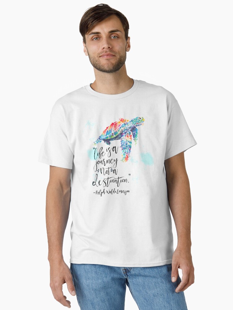 Thumbnail 1 of 7, Classic T-Shirt, Life is a Journey Not a Destination Ralph Waldo Emerson designed and sold by Dollfacedesign.