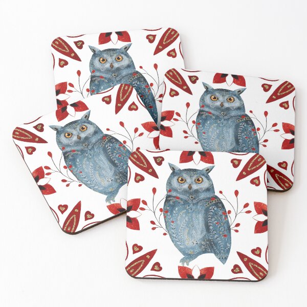 Item preview, Magic Christmas Nordic style owl pattern cottagecore aesthetic designed and sold by PG Illustration.