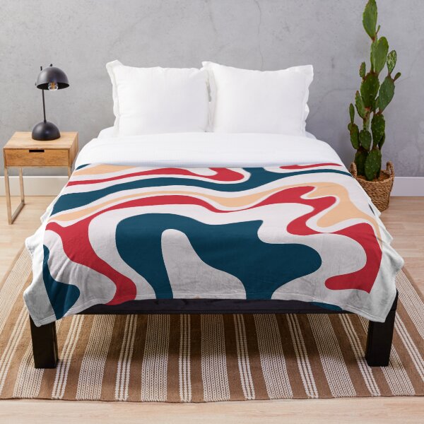 Item preview, Trendy Liquid Swirl Abstract Design in Bright Cherry and Stone Blue designed and sold by ethelabel.