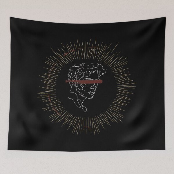 Item preview, aesthetic outline of a person with golden circle dark designed and sold by Tushkae.