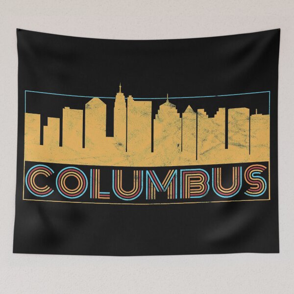 Item preview, Columbus Cityscape Retro Worn designed and sold by Redbeardapparel.