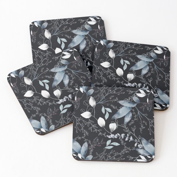 Item preview, Beautiful watercolor winter pattern grey leaves designed and sold by IrinchiDE.