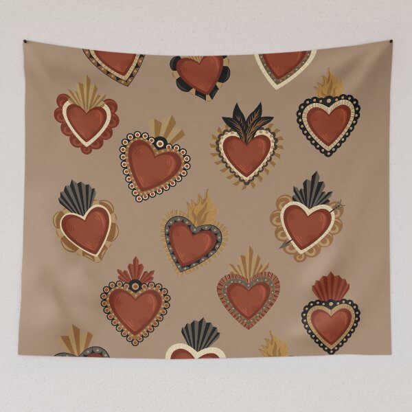 Item preview, Vintage Mexican Sacred Hearts Pattern II by Akbaly designed and sold by Akbaly.