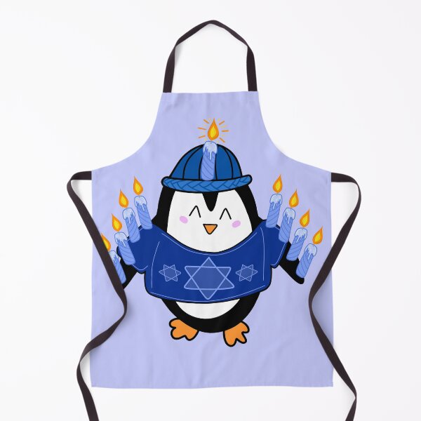 Item preview, Cute Hanukkah Penguin Cartoon Dressed as a Menorah with a Blue Sweater and Hat on a Periwinkle Backdrop, made by EndlessEmporium designed and sold by EndlessEmporium.