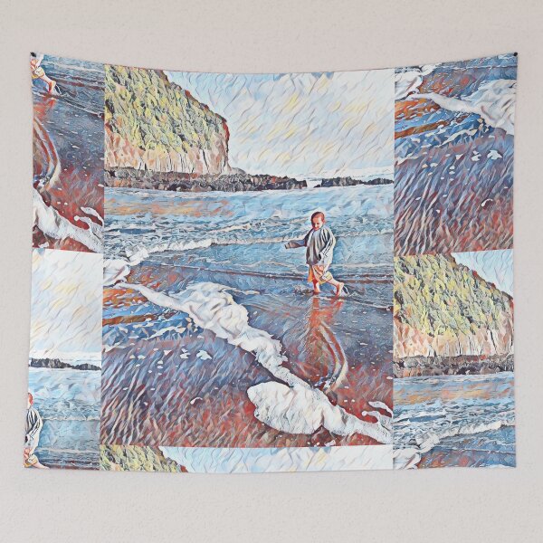 Item preview, Impressionist art work boy on the beach  designed and sold by CristalleLisa.