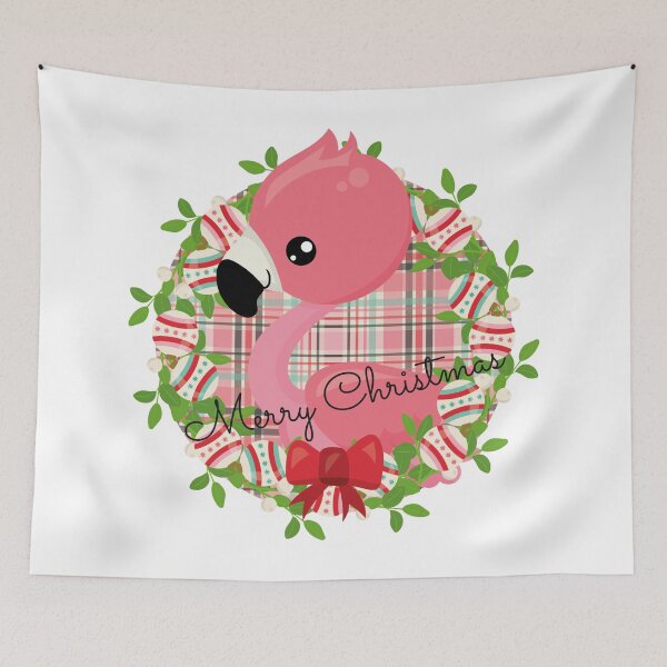 Item preview, Flamingo Wreath Merry Christmas designed and sold by PirateAvocado.