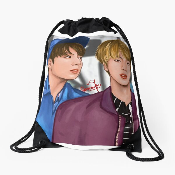 BTS Jin & Jungkook Drawstring Bag for Sale by jinblossoms