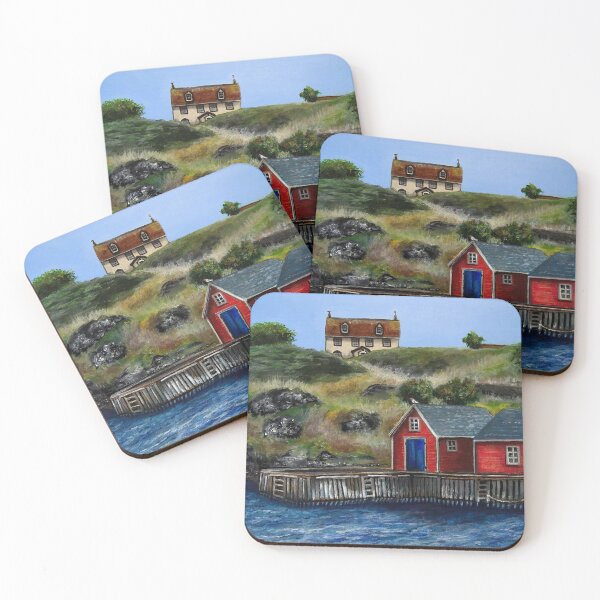 Item preview, Red Boathouses - Acrylic on Paper designed and sold by Pansymade.