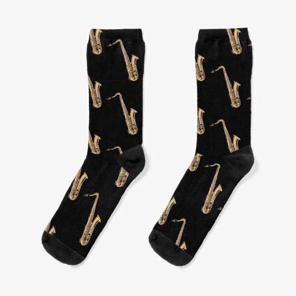 Item preview, Saxophonist Saxophone Pattern Black Socks designed and sold by stickersandtees.