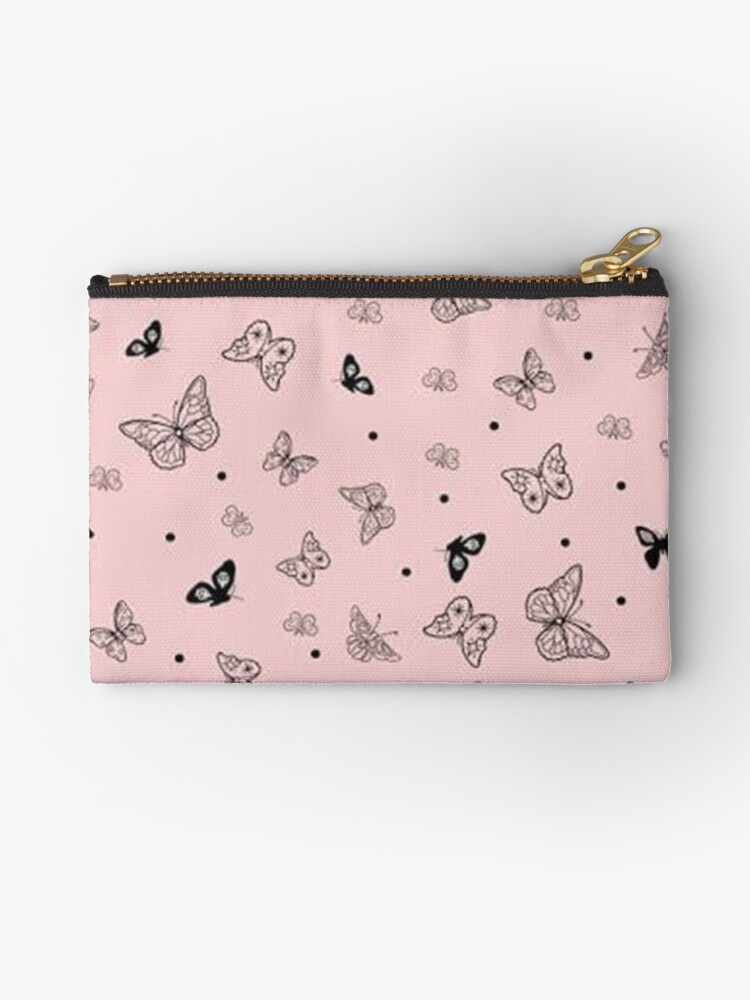 Thumbnail 1 of 4, Zipper Pouch, pinkish with butterfly designed and sold by fatmamohamed.