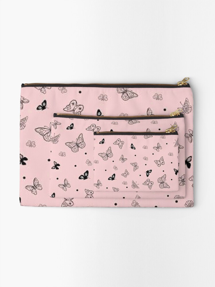 Thumbnail 2 of 4, Zipper Pouch, pinkish with butterfly designed and sold by fatmamohamed.