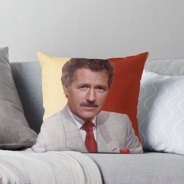 Artikelvorschau, Alex Trebek mit Schnurrbart 1988 Farbfoto entworfen und verkauft von gameshowfan2001.