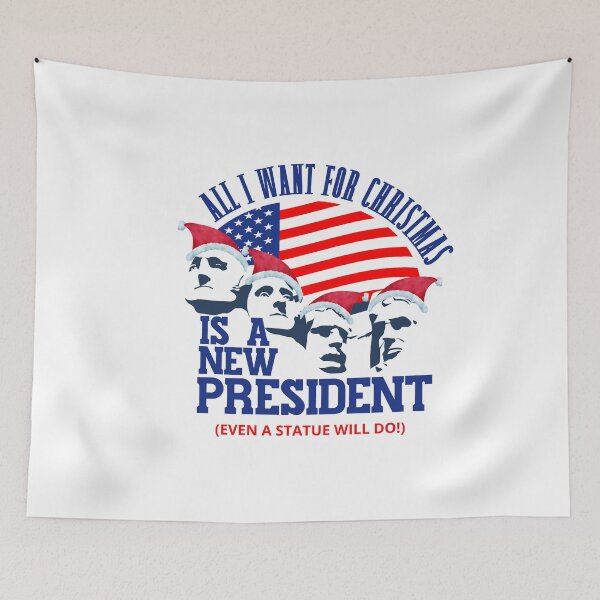 Item preview, All I want for Christmas is a new President (even a statue) Funny | Sarcastic Political Anti Biden Mount Rushmore Design designed and sold by HROC.