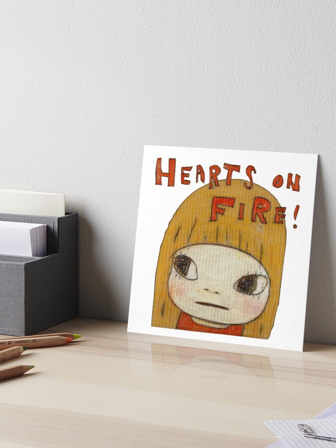 yoshitomo nara hearts on fire painting Sticker for Sale by kidmolasses in  2023