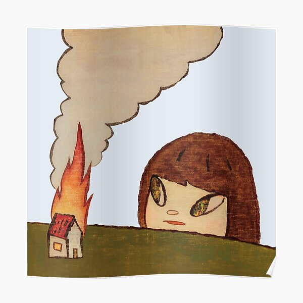 yoshitomo nara burning house painting Poster