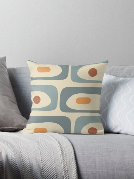 Item preview, Mid-Century Modern Piquet Minimalist Abstract Pattern in Cream Slate Blue Orange Rust designed and sold by kierkegaard.