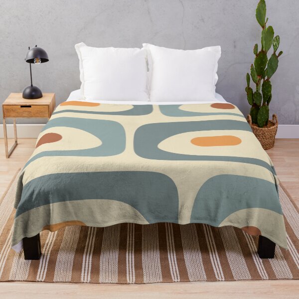 Item preview, Mid-Century Modern Piquet Minimalist Abstract Pattern in Cream Slate Blue Orange Rust designed and sold by kierkegaard.