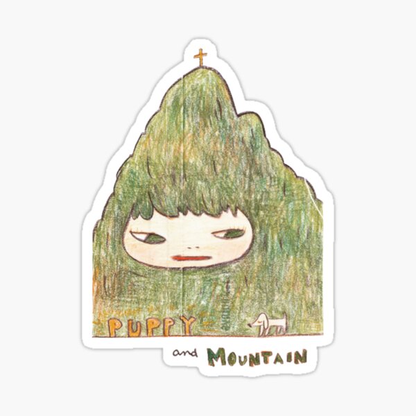 yoshitomo nara puppy and mountain painting Sticker